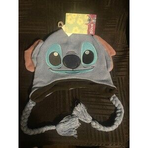 Disney Stitch Beanie Winter Knit Hat with 3D Ears and Tassels - NWT